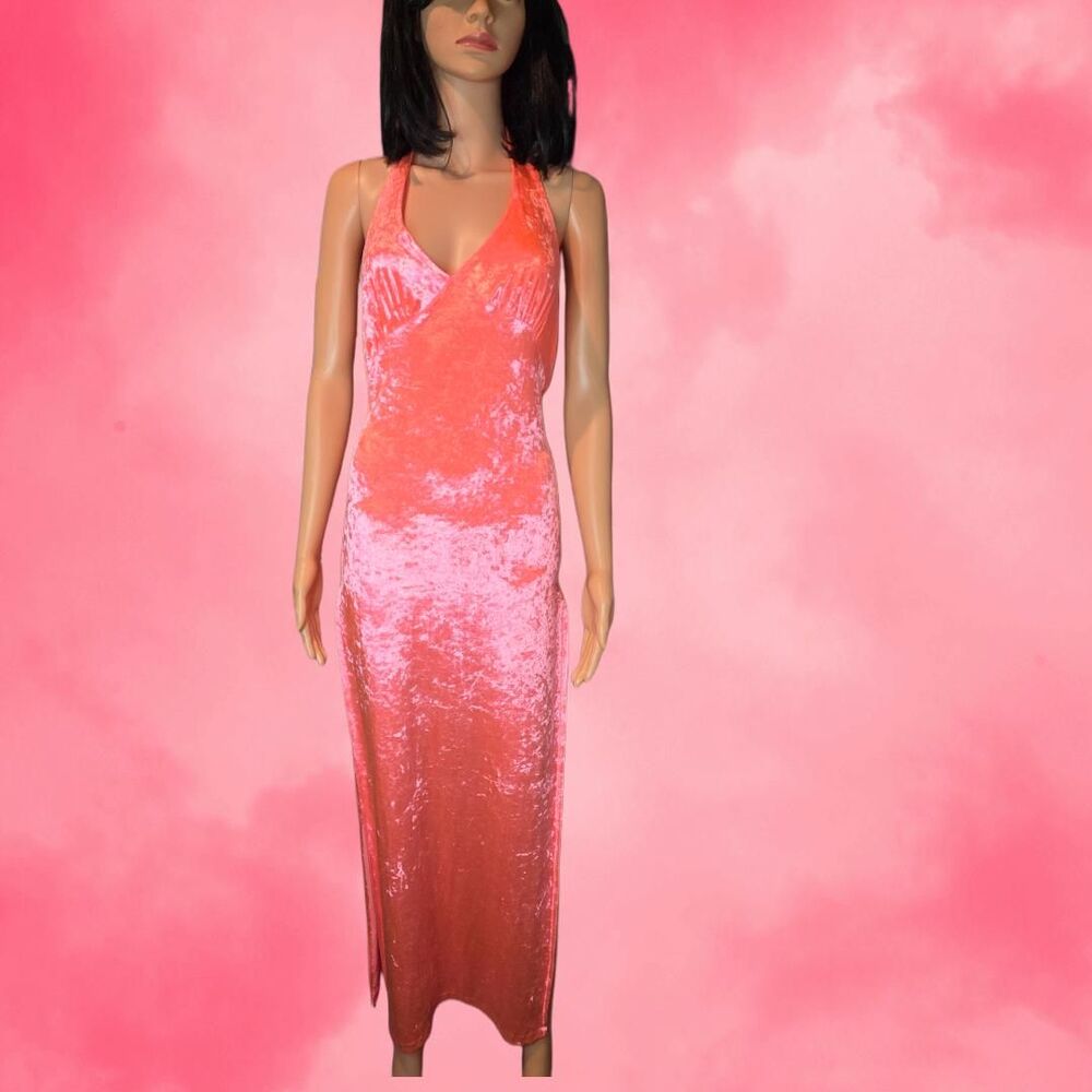 Peach Velvet Bodycon Dress
